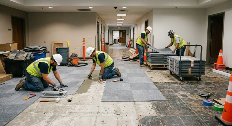Our team working on Flooring Service projects in Quincy, MA